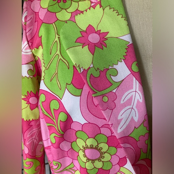 Vintage Tara Jones Floral Retro ‘60s Blazer Jacket 8P Like New PINK Lime Green - Picture 7 of 10